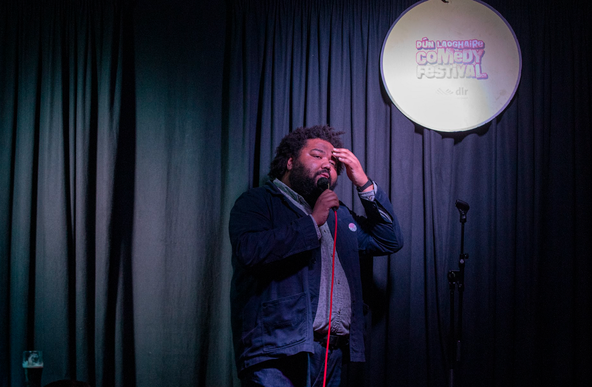 Stand-up performance under stage lights